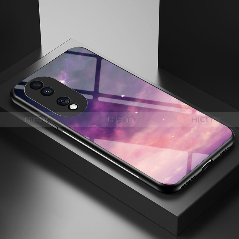 Custodia Silicone Gel Laterale Fantasia Modello Specchio Cover LS2 per Huawei Honor 70 Pro+ Plus 5G Viola