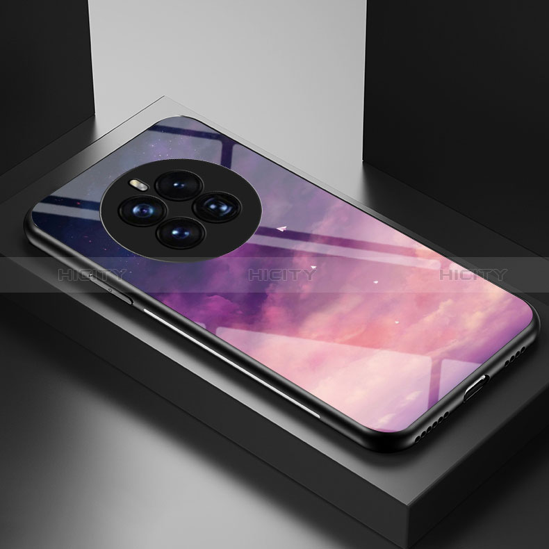 Custodia Silicone Gel Laterale Fantasia Modello Specchio Cover LS2 per Huawei Mate 50 Pro Viola