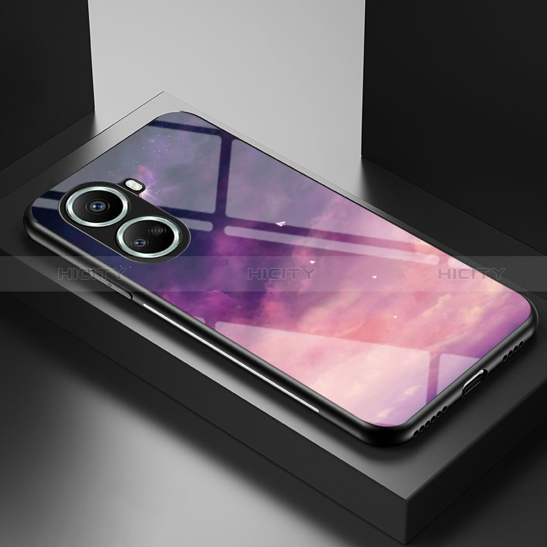 Custodia Silicone Gel Laterale Fantasia Modello Specchio Cover LS2 per Huawei Nova 10 SE Viola