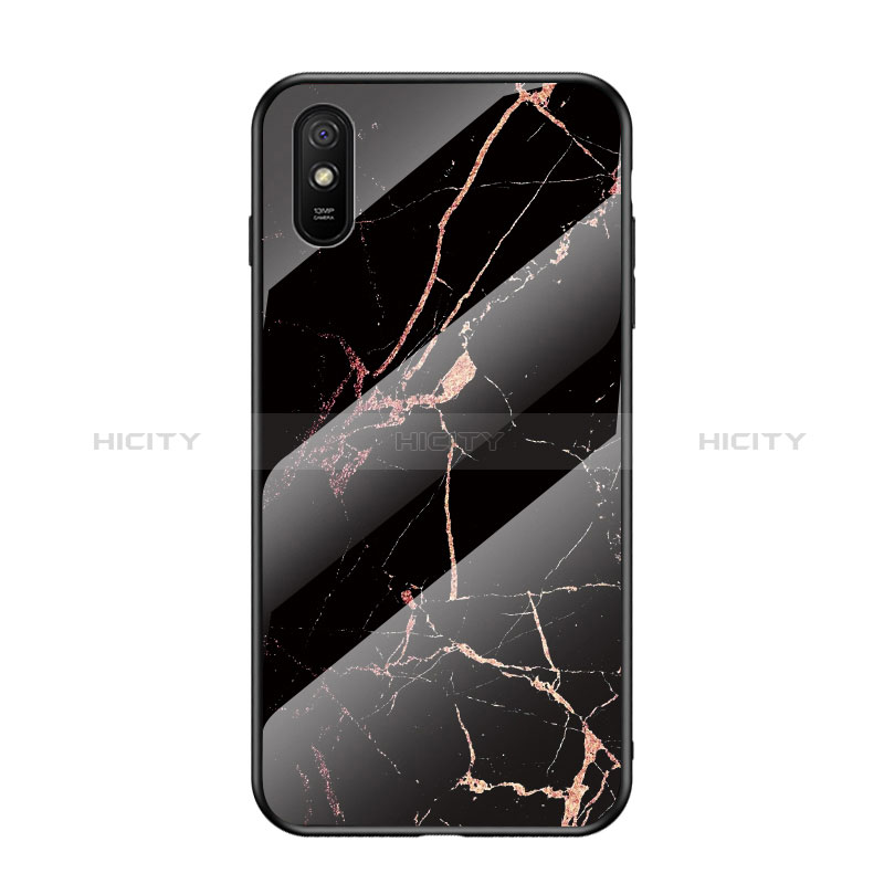 Custodia Silicone Gel Laterale Fantasia Modello Specchio Cover LS2 per Xiaomi Redmi 9i Oro e Nero