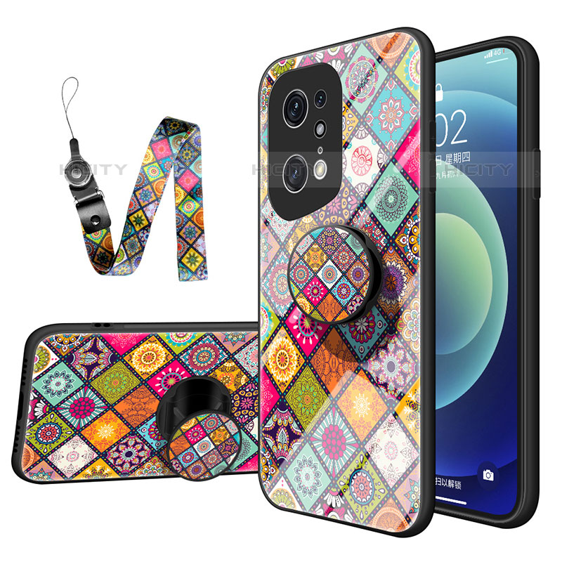 Custodia Silicone Gel Laterale Fantasia Modello Specchio Cover LS3 per Oppo Find X5 Pro 5G Multicolore