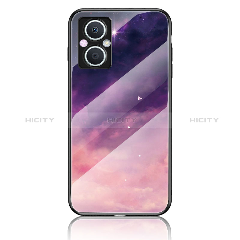 Custodia Silicone Gel Laterale Fantasia Modello Specchio Cover LS4 per Oppo A96 5G Viola