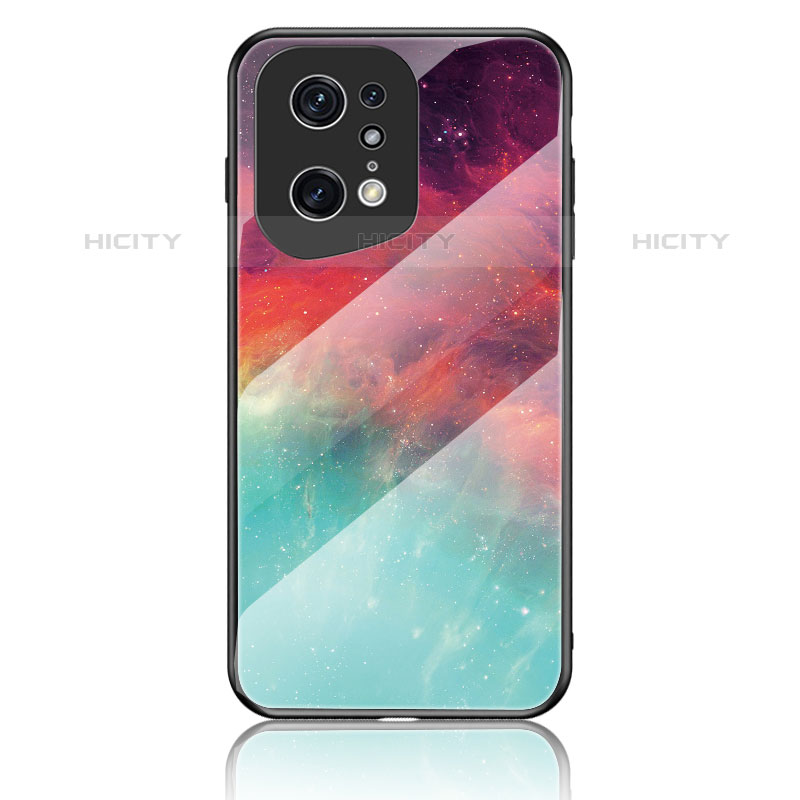 Custodia Silicone Gel Laterale Fantasia Modello Specchio Cover LS4 per Oppo Find X5 Pro 5G