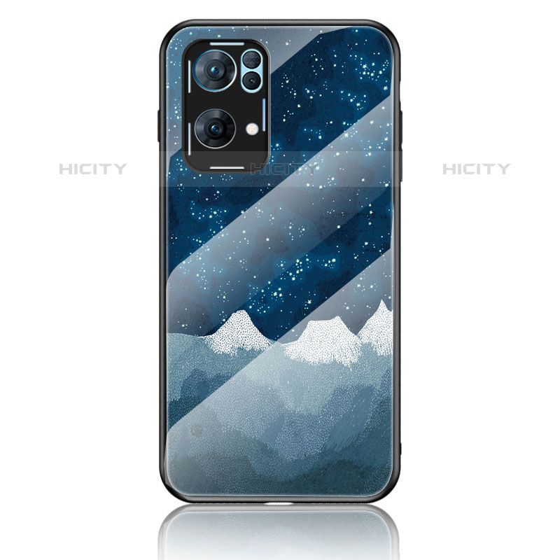 Custodia Silicone Gel Laterale Fantasia Modello Specchio Cover LS4 per Oppo Reno7 Pro 5G Blu