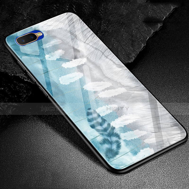 Custodia Silicone Gel Laterale Fantasia Modello Specchio Cover M01 per Oppo K1 Cielo Blu