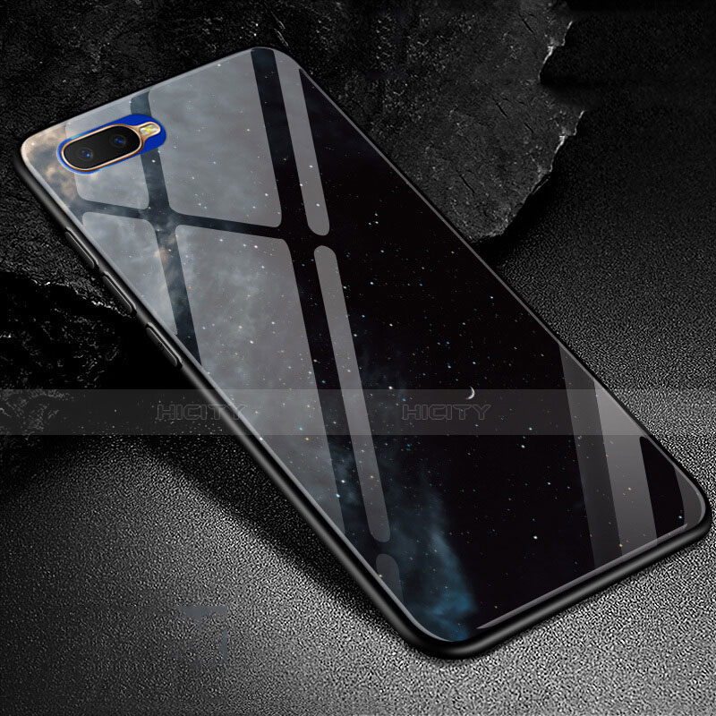 Custodia Silicone Gel Laterale Fantasia Modello Specchio Cover M01 per Oppo K1 Nero