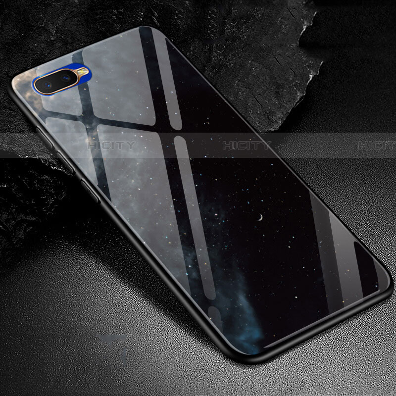 Custodia Silicone Gel Laterale Fantasia Modello Specchio Cover M01 per Oppo RX17 Neo Nero