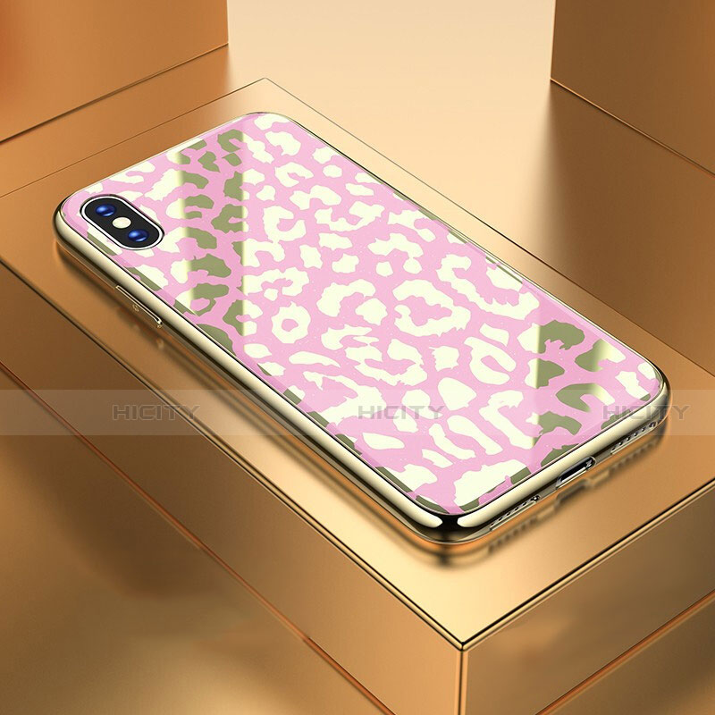 Custodia Silicone Gel Laterale Fantasia Modello Specchio Cover per Apple iPhone X Oro Rosa