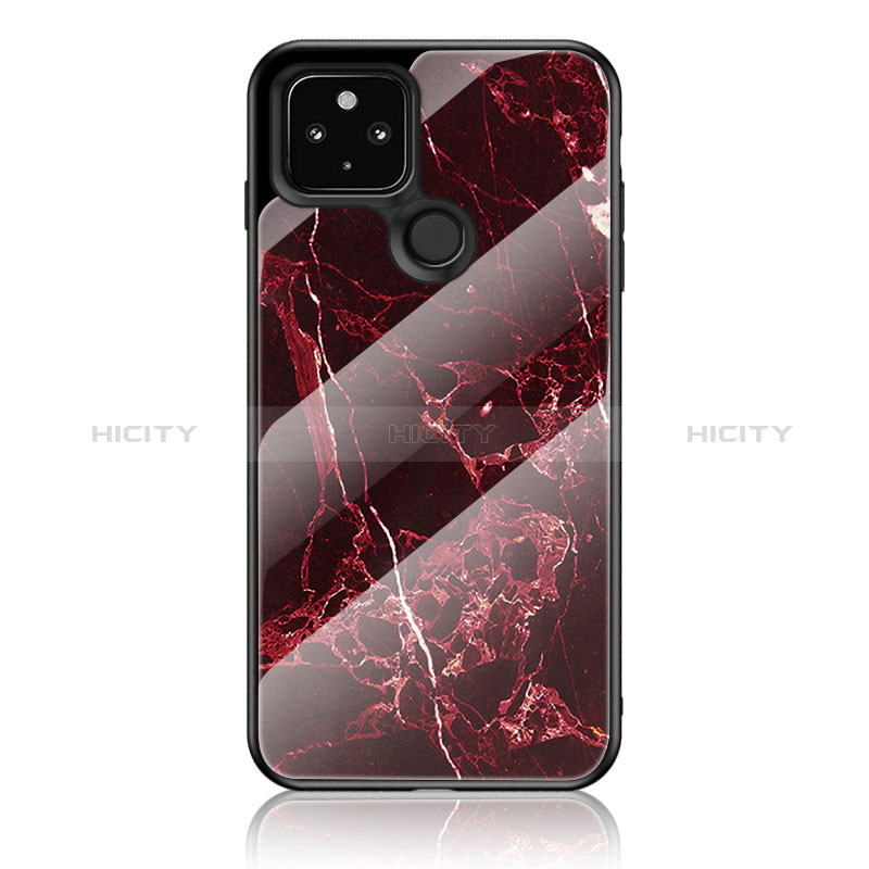 Custodia Silicone Gel Laterale Fantasia Modello Specchio Cover per Google Pixel 5 Rosso