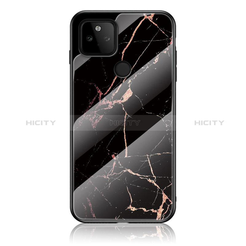 Custodia Silicone Gel Laterale Fantasia Modello Specchio Cover per Google Pixel 5a 5G Oro e Nero