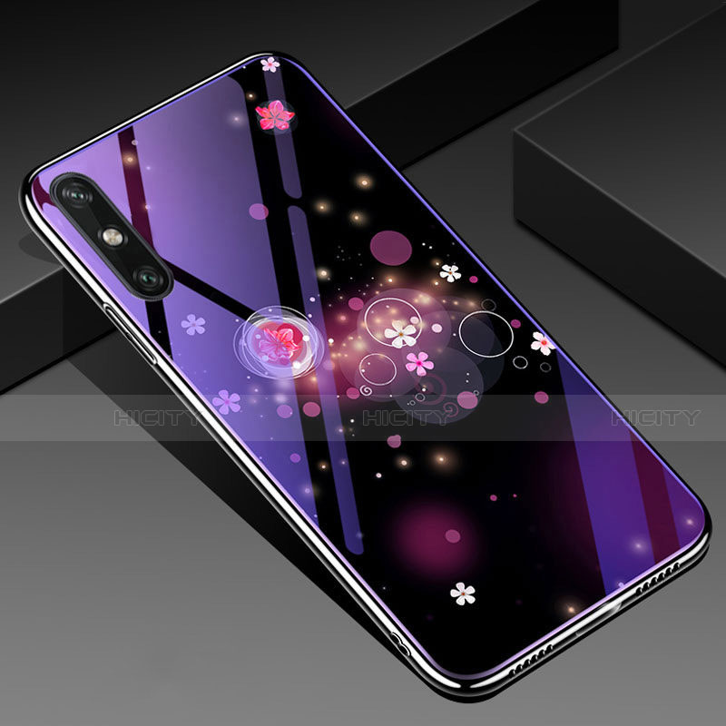 Custodia Silicone Gel Laterale Fantasia Modello Specchio Cover per Huawei Enjoy 10e Viola