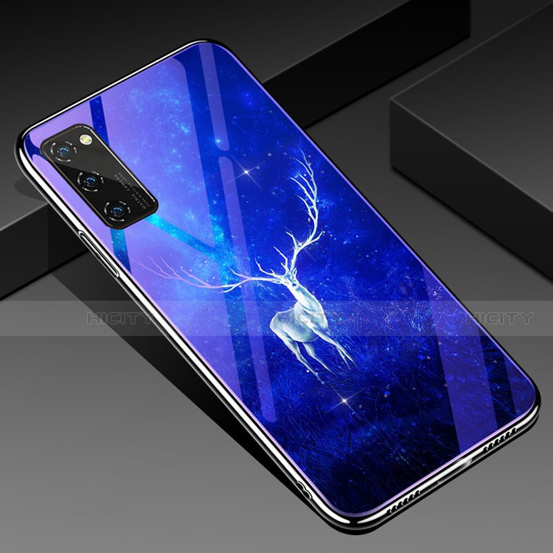 Custodia Silicone Gel Laterale Fantasia Modello Specchio Cover per Huawei Honor V30 Pro 5G Blu