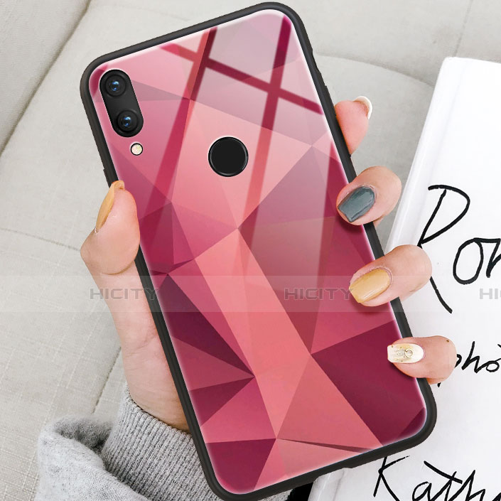 Custodia Silicone Gel Laterale Fantasia Modello Specchio Cover per Huawei Honor View 10 Lite Rosso Rosa