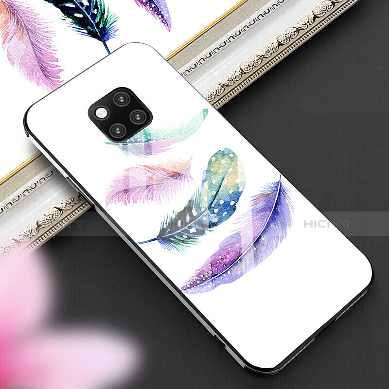 Custodia Silicone Gel Laterale Fantasia Modello Specchio Cover per Huawei Mate 20 Pro Bianco