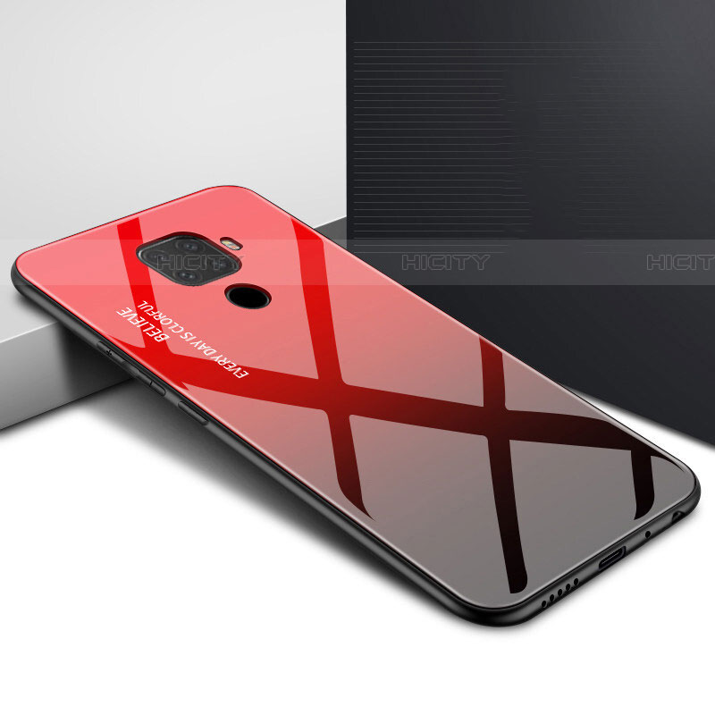 Custodia Silicone Gel Laterale Fantasia Modello Specchio Cover per Huawei Nova 5i Pro Rosso