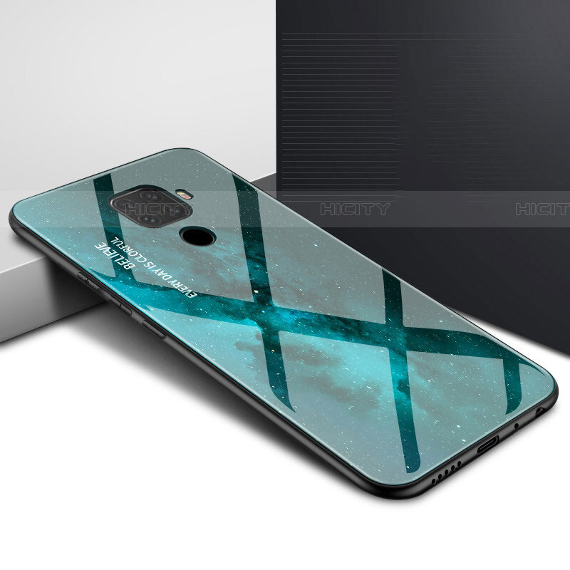 Custodia Silicone Gel Laterale Fantasia Modello Specchio Cover per Huawei Nova 5i Pro Verde