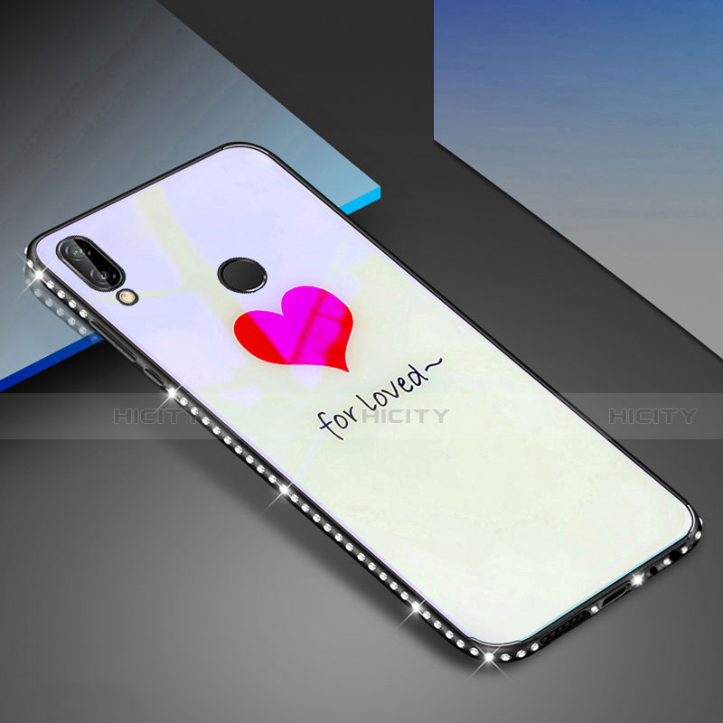 Custodia Silicone Gel Laterale Fantasia Modello Specchio Cover per Huawei P20 Lite Bianco