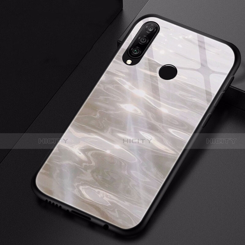 Custodia Silicone Gel Laterale Fantasia Modello Specchio Cover per Huawei P30 Lite XL Grigio