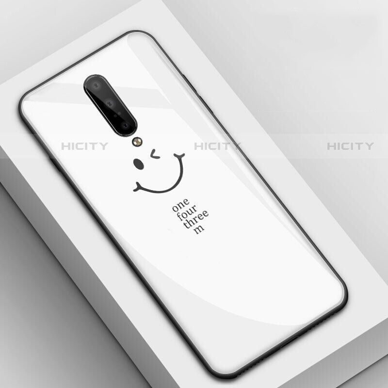 Custodia Silicone Gel Laterale Fantasia Modello Specchio Cover per OnePlus 7 Pro Bianco