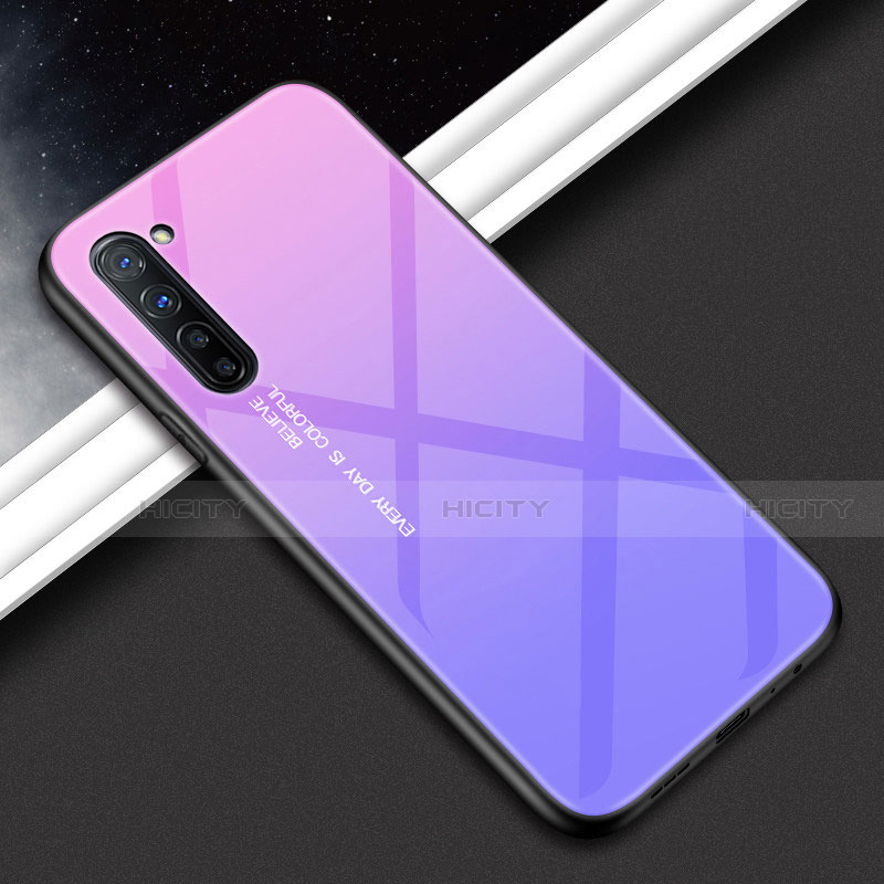 Custodia Silicone Gel Laterale Fantasia Modello Specchio Cover per Oppo F15 Viola