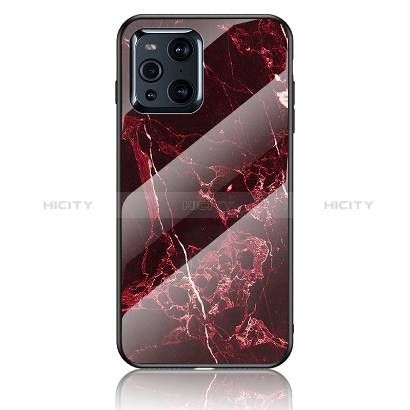 Custodia Silicone Gel Laterale Fantasia Modello Specchio Cover per Oppo Find X3 5G Rosso