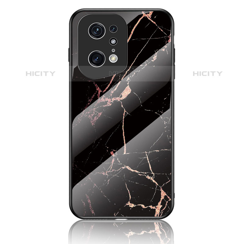 Custodia Silicone Gel Laterale Fantasia Modello Specchio Cover per Oppo Find X5 Pro 5G Oro e Nero