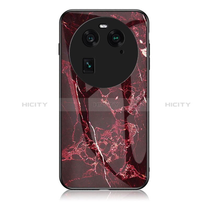 Custodia Silicone Gel Laterale Fantasia Modello Specchio Cover per Oppo Find X6 Pro 5G Rosso