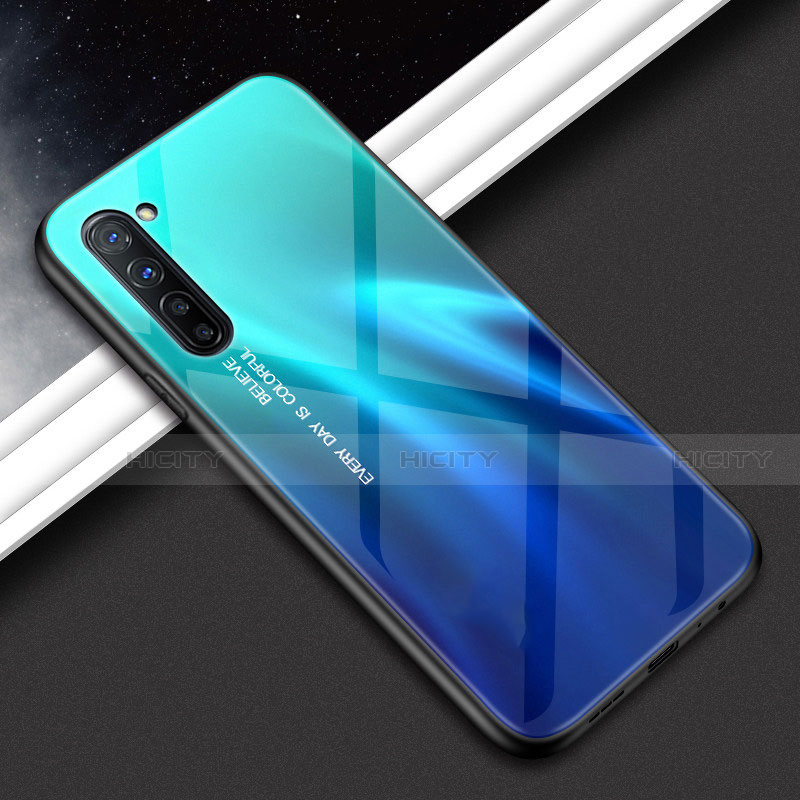 Custodia Silicone Gel Laterale Fantasia Modello Specchio Cover per Oppo K7 5G Ciano