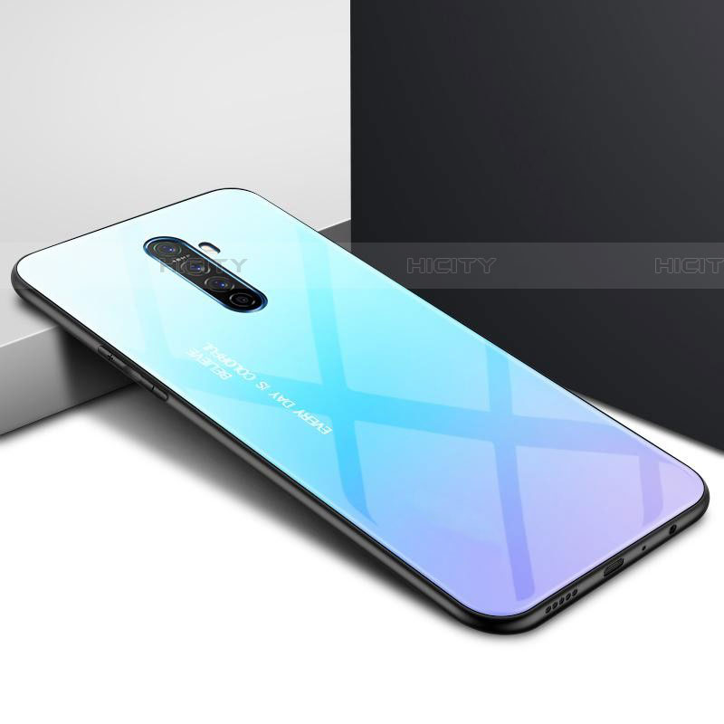 Custodia Silicone Gel Laterale Fantasia Modello Specchio Cover per Oppo Reno Ace Ciano