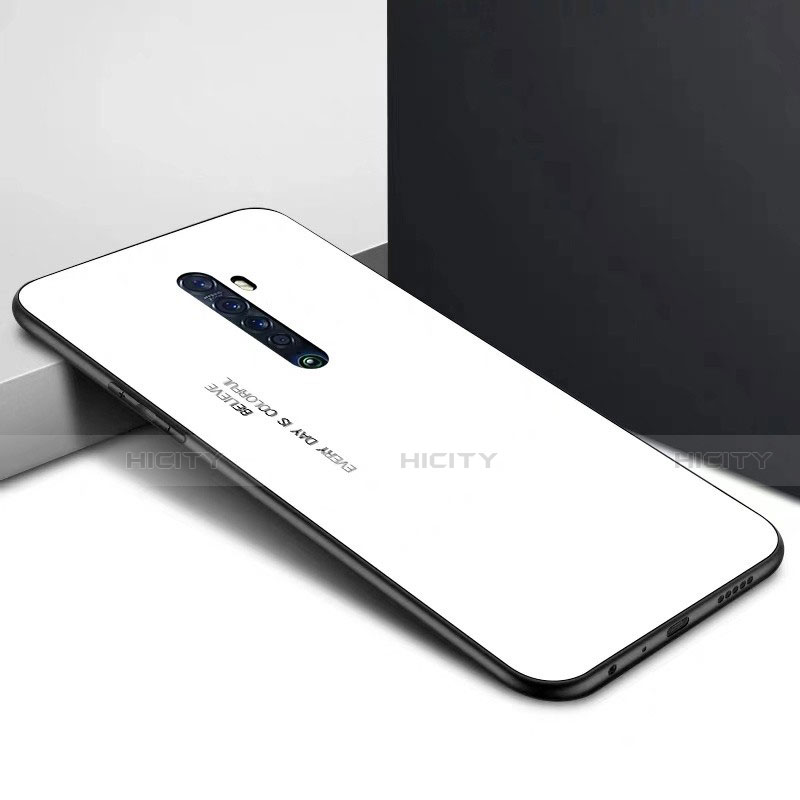 Custodia Silicone Gel Laterale Fantasia Modello Specchio Cover per Oppo Reno2 Bianco