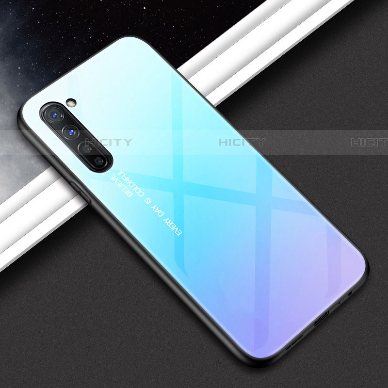 Custodia Silicone Gel Laterale Fantasia Modello Specchio Cover per Oppo Reno3 Cielo Blu