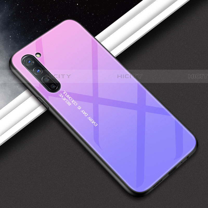 Custodia Silicone Gel Laterale Fantasia Modello Specchio Cover per Oppo Reno3 Viola