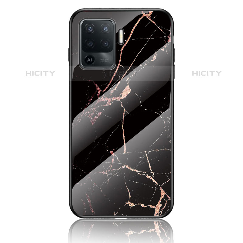 Custodia Silicone Gel Laterale Fantasia Modello Specchio Cover per Oppo Reno5 Lite Oro e Nero