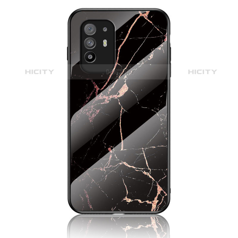 Custodia Silicone Gel Laterale Fantasia Modello Specchio Cover per Oppo Reno5 Z 5G Oro e Nero