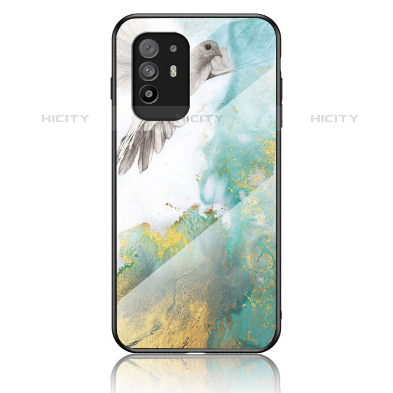 Custodia Silicone Gel Laterale Fantasia Modello Specchio Cover per Oppo Reno5 Z 5G Verde