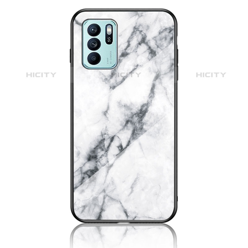 Custodia Silicone Gel Laterale Fantasia Modello Specchio Cover per Oppo Reno6 Z 5G Bianco