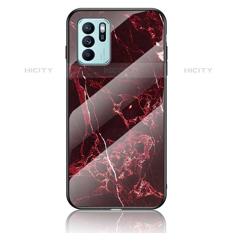 Custodia Silicone Gel Laterale Fantasia Modello Specchio Cover per Oppo Reno6 Z 5G Rosso