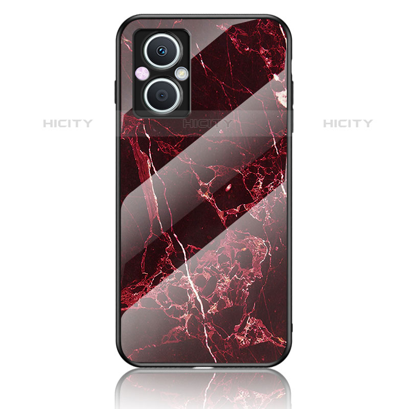 Custodia Silicone Gel Laterale Fantasia Modello Specchio Cover per Oppo Reno7 Lite 5G Rosso