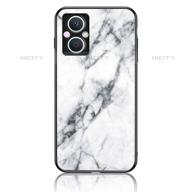 Custodia Silicone Gel Laterale Fantasia Modello Specchio Cover per Oppo Reno7 Z 5G Bianco