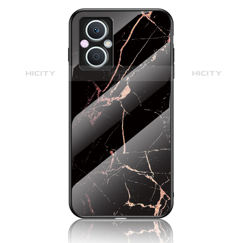 Custodia Silicone Gel Laterale Fantasia Modello Specchio Cover per Oppo Reno7 Z 5G Oro e Nero