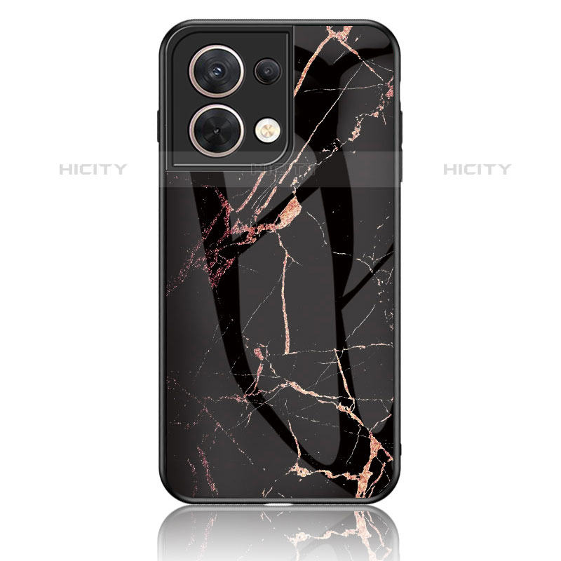 Custodia Silicone Gel Laterale Fantasia Modello Specchio Cover per Oppo Reno9 5G Oro e Nero