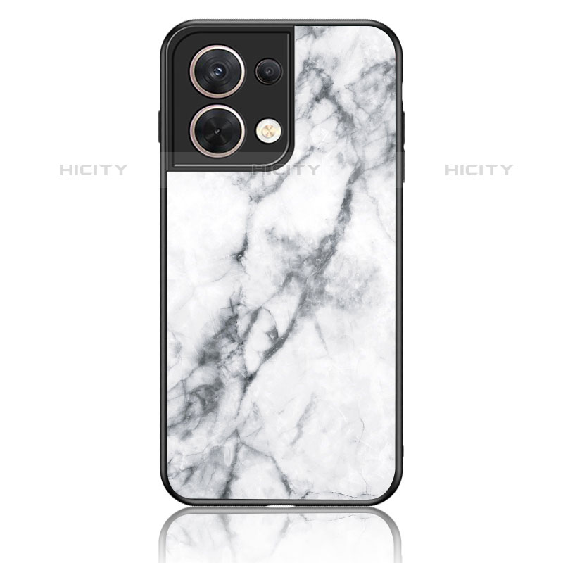 Custodia Silicone Gel Laterale Fantasia Modello Specchio Cover per Oppo Reno9 Pro 5G Bianco