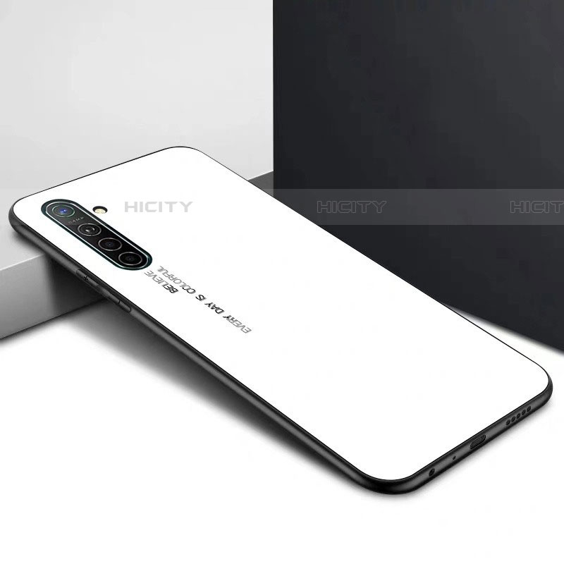 Custodia Silicone Gel Laterale Fantasia Modello Specchio Cover per Realme XT Bianco