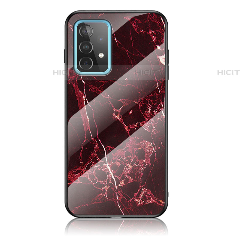 Custodia Silicone Gel Laterale Fantasia Modello Specchio Cover per Samsung Galaxy A52 4G Rosso