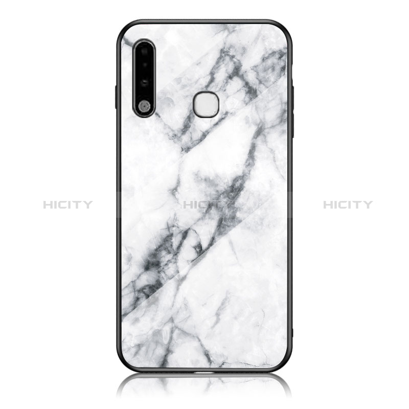 Custodia Silicone Gel Laterale Fantasia Modello Specchio Cover per Samsung Galaxy A70E Bianco