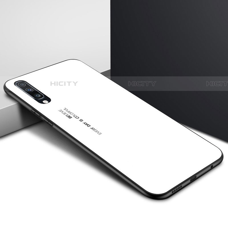 Custodia Silicone Gel Laterale Fantasia Modello Specchio Cover per Samsung Galaxy A70S Bianco