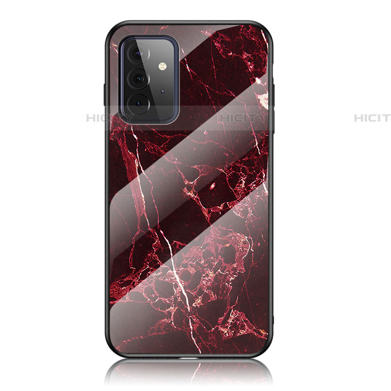 Custodia Silicone Gel Laterale Fantasia Modello Specchio Cover per Samsung Galaxy A72 4G Rosso