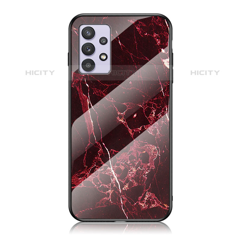 Custodia Silicone Gel Laterale Fantasia Modello Specchio Cover per Samsung Galaxy M32 5G Rosso