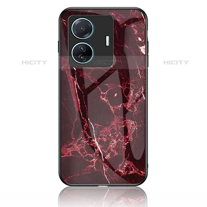 Custodia Silicone Gel Laterale Fantasia Modello Specchio Cover per Vivo iQOO Z6 Pro 5G Rosso