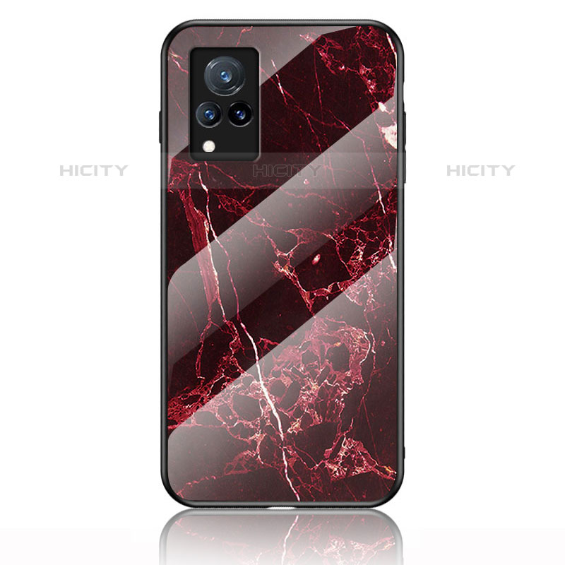 Custodia Silicone Gel Laterale Fantasia Modello Specchio Cover per Vivo V21s 5G Rosso